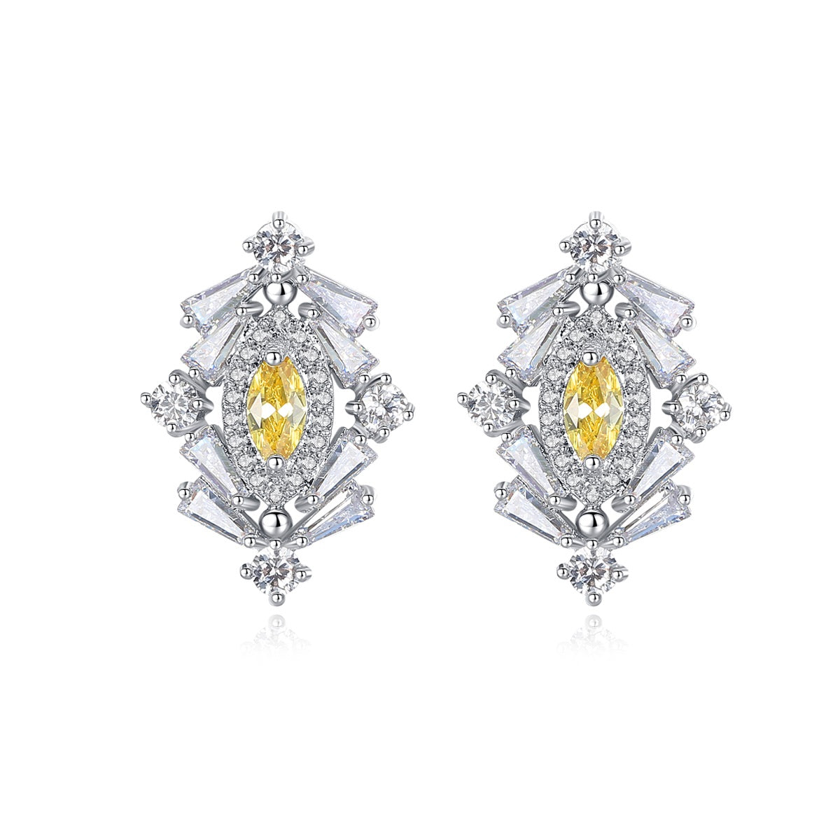 ArtDeco Rodium Plated Earrings