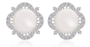 Victorian Pearl Rodium Plated Earrings