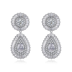 Red Carpet Baguette Rodium Plated Earrings