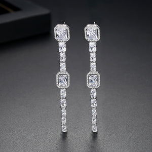 Baguette Cut Cubic Zirconia Drop Earrings