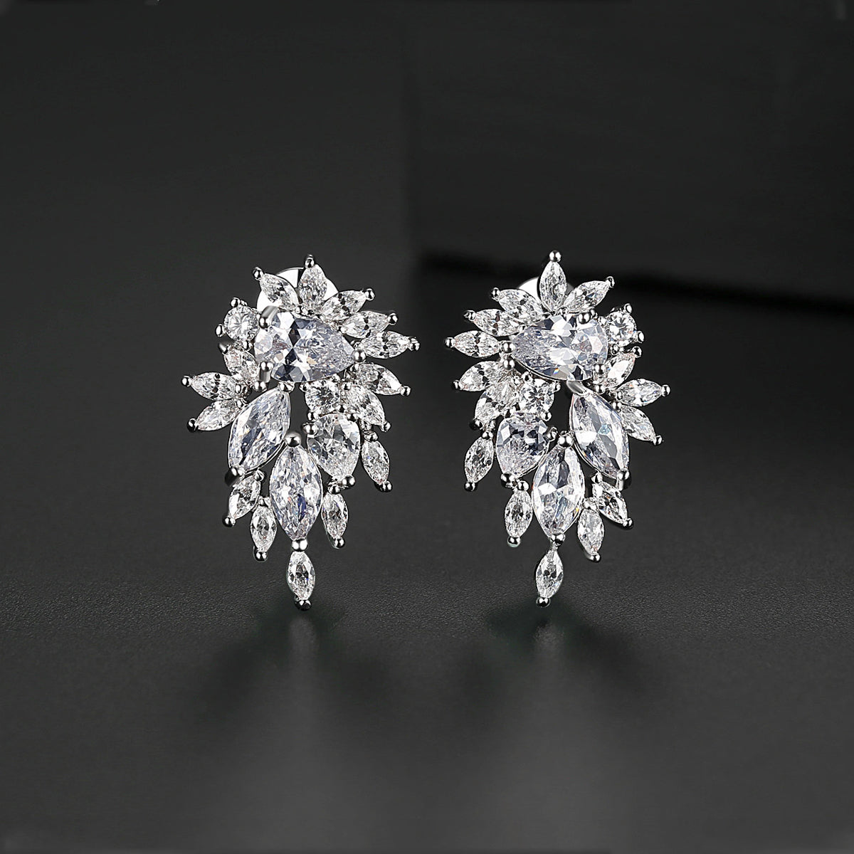 Angelic Cubic Zirconia Rodium Plated Earrings