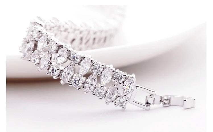 Marquise Cut Rodium Plated Bracelet