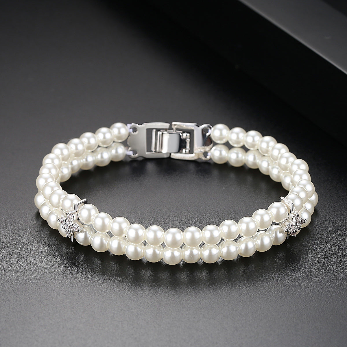 Pearls of the Ocean Rodium Plated Bracelet