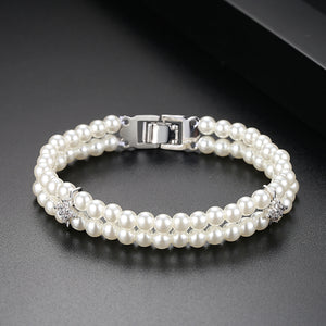 Pearls of the Ocean Rodium Plated Bracelet