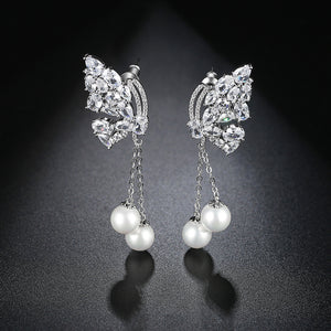 Enchanting Butterfly Rodium Plated Earrings