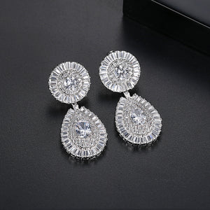 Red Carpet Baguette Rodium Plated Earrings