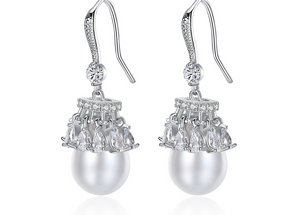 Pearl Drop Rodium Plated Earrings