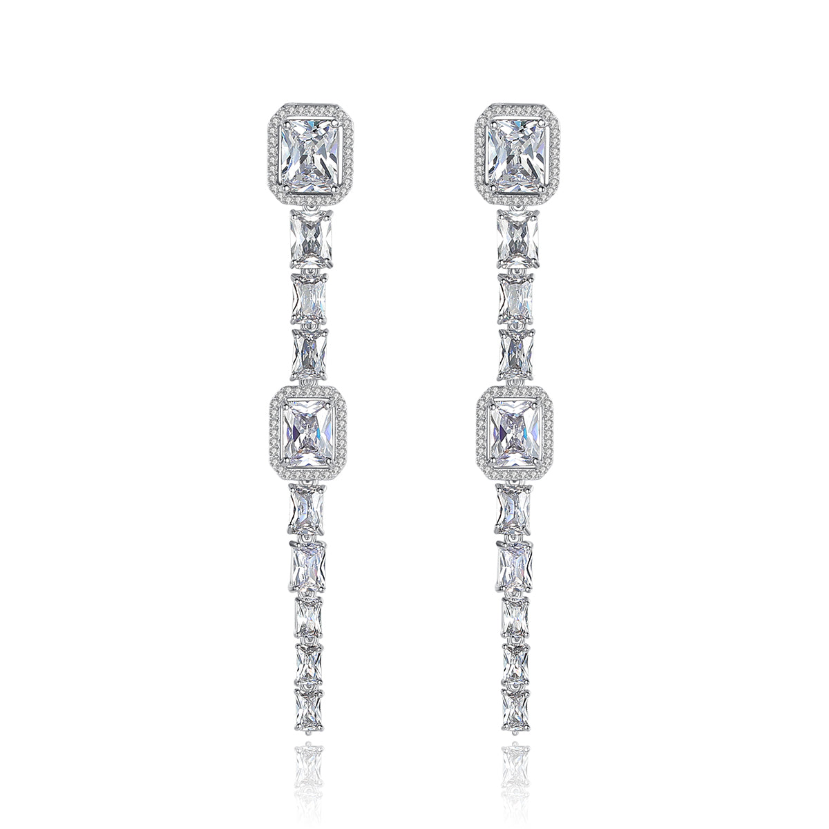 Baguette Cut Cubic Zirconia Drop Earrings