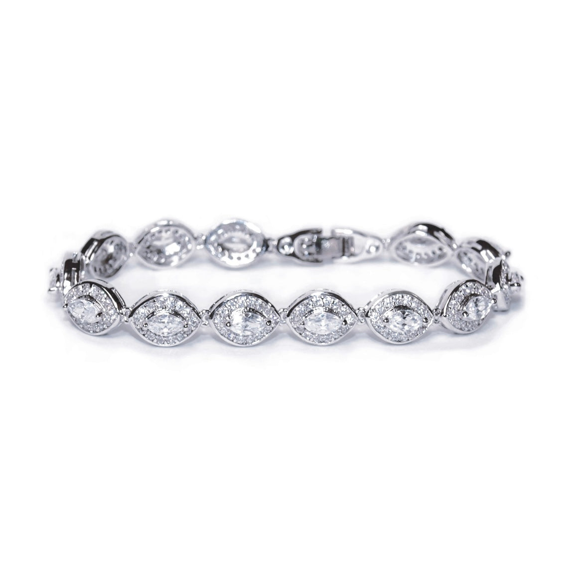 Promise silver rhodium crystal marquise cut bracelet