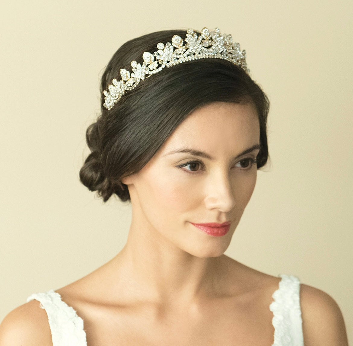 Francesca gold crystal encrusted regal tiara