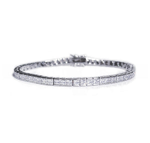 Elegance rhodium crystal square tennis bracelet