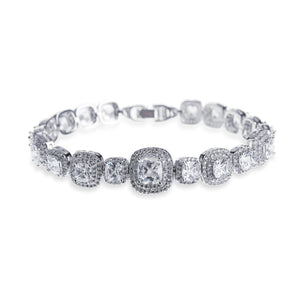 Belize rhodium crystal princess cut bracelet