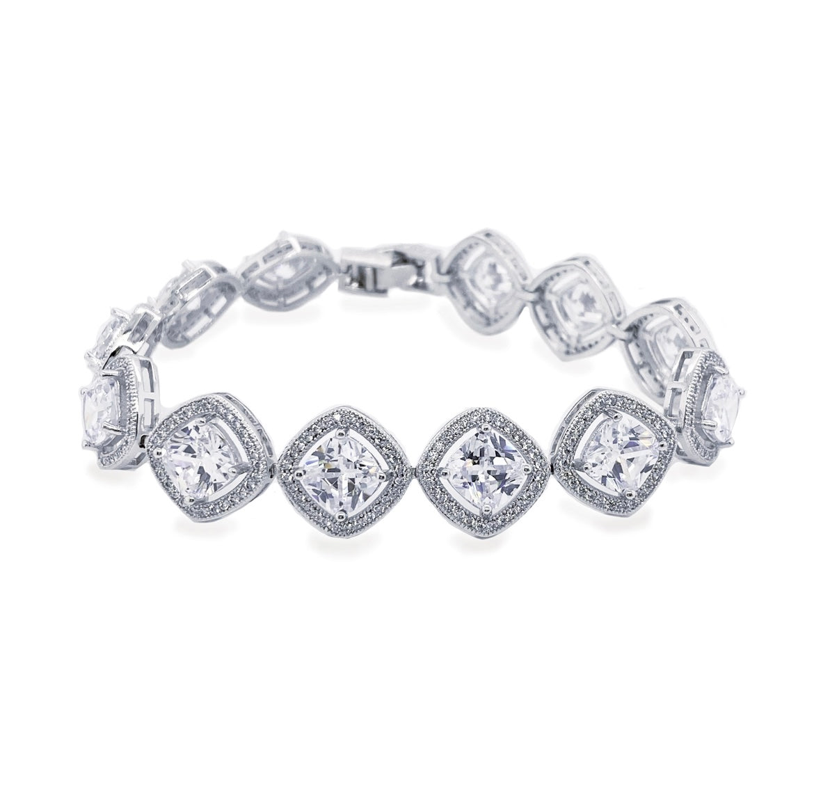 Richmond rhodium crystal square cut bracelet