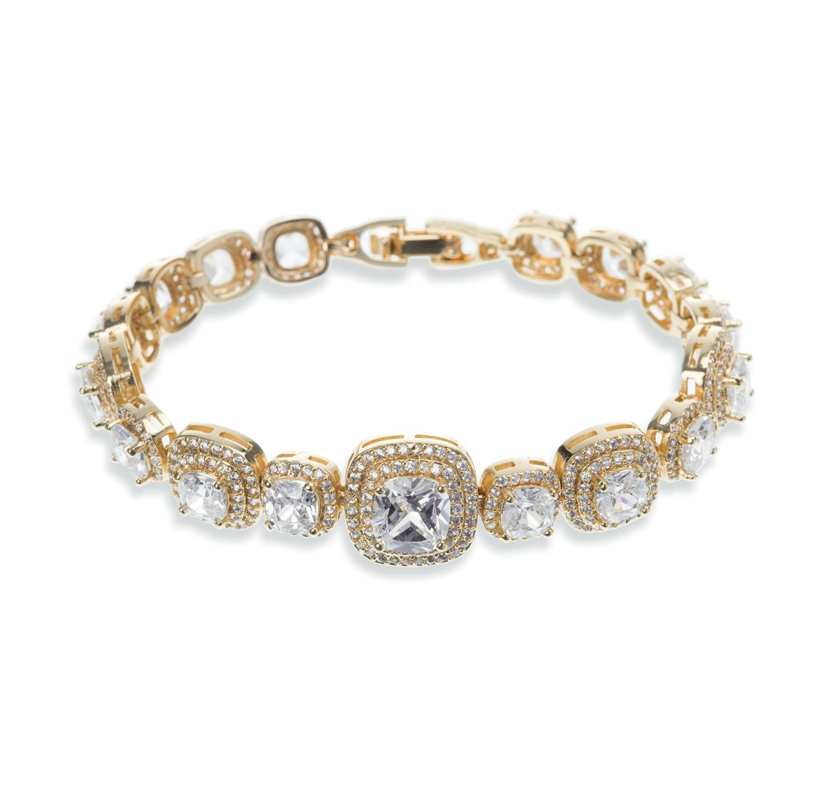 Belize gold crystal princess cut bracelet