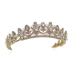 Francesca gold crystal encrusted regal tiara