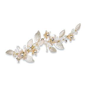 Golden poppy crystal enamelled flower sprig clip