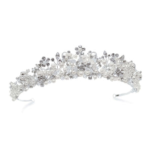 Nina silver crystal and pearl classic tiara